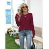 Zeagoo Women’s Casual Long Sleeve Shirts Crew Neck Round Loose Tunic Tops(Wine Red)