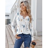 Zeagoo Womens Long Sleeve Tops 2026 V Neck Pleated Shirts Dressy Casual Tunic Blouses Loose Fit Fall Fashion Clothes(Aawhite Floral-printed)