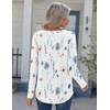 Zeagoo Womens Long Sleeve Tops 2026 V Neck Pleated Shirts Dressy Casual Tunic Blouses Loose Fit Fall Fashion Clothes(Aawhite Floral-printed)