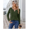 Zeagoo Womens Long Sleeve Tops 2026 V Neck Pleated Shirts Dressy Casual Tunic Blouses Loose Fit Fall Fashion Clothes(Army Green)