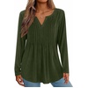 Zeagoo Womens Long Sleeve Tops 2026 V Neck Pleated Shirts Dressy Casual Tunic Blouses Loose Fit Fall Fashion Clothes(Army Green)