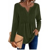 Zeagoo Womens Long Sleeve Tops 2026 V Neck Pleated Shirts Dressy Casual Tunic Blouses Loose Fit Fall Fashion Clothes(Army Green)
