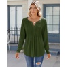 Zeagoo Womens Long Sleeve Tops 2026 V Neck Pleated Shirts Dressy Casual Tunic Blouses Loose Fit Fall Fashion Clothes(Army Green)