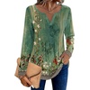 Zeagoo Womens Long Sleeve Tops 2026 V Neck Pleated Shirts Dressy Casual Tunic Blouses Loose Fit Fall Fashion Clothes(Bb-green-printed)