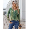 Zeagoo Womens Long Sleeve Tops 2026 V Neck Pleated Shirts Dressy Casual Tunic Blouses Loose Fit Fall Fashion Clothes(Bb-green-printed)