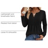 Zeagoo Womens Long Sleeve Tops 2026 V Neck Pleated Shirts Dressy Casual Tunic Blouses Loose Fit Fall Fashion Clothes(Black)