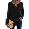 Zeagoo Womens Long Sleeve Tops 2026 V Neck Pleated Shirts Dressy Casual Tunic Blouses Loose Fit Fall Fashion Clothes(Black)