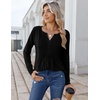 Zeagoo Womens Long Sleeve Tops 2026 V Neck Pleated Shirts Dressy Casual Tunic Blouses Loose Fit Fall Fashion Clothes(Black)