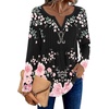 Zeagoo Womens Long Sleeve Tops 2026 V Neck Pleated Shirts Dressy Casual Tunic Blouses Loose Fit Fall Fashion Clothes(Black Pink-printed)