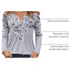 Zeagoo Womens Long Sleeve Tops 2026 V Neck Pleated Shirts Dressy Casual Tunic Blouses Loose Fit Fall Fashion Clothes(Grey Floral-printed)