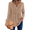 Zeagoo Womens Long Sleeve Tops 2026 V Neck Pleated Shirts Dressy Casual Tunic Blouses Loose Fit Fall Fashion Clothes(Kh)