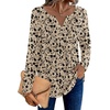 Zeagoo Womens Long Sleeve Tops 2026 V Neck Pleated Shirts Dressy Casual Tunic Blouses Loose Fit Fall Fashion Clothes(Khaki-printed)
