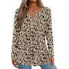 Zeagoo Womens Long Sleeve Tops 2026 V Neck Pleated Shirts Dressy Casual Tunic Blouses Loose Fit Fall Fashion Clothes(Khaki-printed)