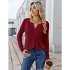Zeagoo Womens Long Sleeve Tops 2026 V Neck Pleated Shirts Dressy Casual Tunic Blouses Loose Fit Fall Fashion Clothes(Wine Red)