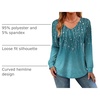 Zeagoo Womens Long Sleeve Tops V Neck Pleated Shirts Dressy Casual Blouses Fall Fashion Tunic Clothes 2026 T-Shirts(01-blue-green)