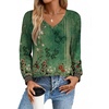 Zeagoo Womens Long Sleeve Tops V Neck Pleated Shirts Dressy Casual Blouses Fall Fashion Tunic Clothes 2026 T-Shirts(01-green Floral)