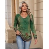 Zeagoo Womens Long Sleeve Tops V Neck Pleated Shirts Dressy Casual Blouses Fall Fashion Tunic Clothes 2026 T-Shirts(01-green Floral)