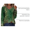 Zeagoo Womens Long Sleeve Tops V Neck Pleated Shirts Dressy Casual Blouses Fall Fashion Tunic Clothes 2026 T-Shirts(01-green Floral)