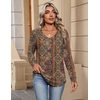 Zeagoo Womens Long Sleeve Tops V Neck Pleated Shirts Dressy Casual Blouses Fall Fashion Tunic Clothes 2026 T-Shirts(01-vintage Floral)