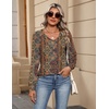 Zeagoo Womens Long Sleeve Tops V Neck Pleated Shirts Dressy Casual Blouses Fall Fashion Tunic Clothes 2026 T-Shirts(01-vintage Floral)