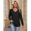 Zeagoo Womens Long Sleeve Tops V Neck Pleated Shirts Dressy Casual Blouses Fall Fashion Tunic Clothes 2026 T-Shirts(Black)