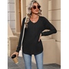 Zeagoo Womens Long Sleeve Tops V Neck Pleated Shirts Dressy Casual Blouses Fall Fashion Tunic Clothes 2026 T-Shirts(Black)