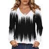 Zeagoo Womens Long Sleeve Tops V Neck Pleated Shirts Dressy Casual Blouses Fall Fashion Tunic Clothes 2026 T-Shirts(Black-white)