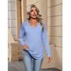 Zeagoo Womens Long Sleeve Tops V Neck Pleated Shirts Dressy Casual Blouses Fall Fashion Tunic Clothes 2026 T-Shirts(Blue)