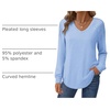 Zeagoo Womens Long Sleeve Tops V Neck Pleated Shirts Dressy Casual Blouses Fall Fashion Tunic Clothes 2026 T-Shirts(Blue)