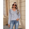 Zeagoo Womens Long Sleeve Tops V Neck Pleated Shirts Dressy Casual Blouses Fall Fashion Tunic Clothes 2026 T-Shirts(Grey-1)