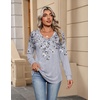 Zeagoo Womens Long Sleeve Tops V Neck Pleated Shirts Dressy Casual Blouses Fall Fashion Tunic Clothes 2026 T-Shirts(Grey-1)