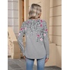Zeagoo Womens Long Sleeve Tops V Neck Pleated Shirts Dressy Casual Blouses Fall Fashion Tunic Clothes 2026 T-Shirts(Grey-2)