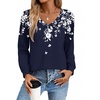 Zeagoo Womens Long Sleeve Tops V Neck Pleated Shirts Dressy Casual Blouses Fall Fashion Tunic Clothes 2026 T-Shirts(Navy Floral)