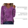 Zeagoo Womens Long Sleeve Tops V Neck Pleated Shirts Dressy Casual Blouses Fall Fashion Tunic Clothes 2026 T-Shirts(Purple Floral 1)