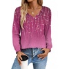 Zeagoo Womens Long Sleeve Tops V Neck Pleated Shirts Dressy Casual Blouses Fall Fashion Tunic Clothes 2026 T-Shirts(Purple Floral 2)