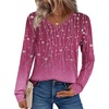 Zeagoo Womens Long Sleeve Tops V Neck Pleated Shirts Dressy Casual Blouses Fall Fashion Tunic Clothes 2026 T-Shirts(Purple Floral 2)