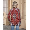 Zeagoo Womens Long Sleeve Tops V Neck Pleated Shirts Dressy Casual Blouses Fall Fashion Tunic Clothes 2026 T-Shirts(Red Floral)