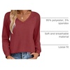 Zeagoo Womens Long Sleeve Tops V Neck Pleated Shirts Dressy Casual Blouses Fall Fashion Tunic Clothes 2026 T-Shirts(Wine Red)