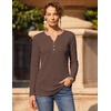 Zeagoo Women’s Long Sleeve Waffle Knit Shirts Dressy Casual Loose Button Up V Neck Tops 2026 Fall Basic Tee Blouse(Brown)