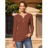 Zeagoo Women’s Long Sleeve Waffle Knit Shirts Dressy Casual Loose Button Up V Neck Tops 2026 Fall Basic Tee Blouse(Caramel)