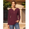 Zeagoo Women’s Long Sleeve Waffle Knit Shirts Dressy Casual Loose Button Up V Neck Tops 2026 Fall Basic Tee Blouse(Dark Red)