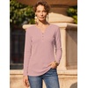 Zeagoo Women’s Long Sleeve Waffle Knit Shirts Dressy Casual Loose Button Up V Neck Tops 2026 Fall Basic Tee Blouse(Dusty Pink)