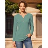 Zeagoo Women’s Long Sleeve Waffle Knit Shirts Dressy Casual Loose Button Up V Neck Tops 2026 Fall Basic Tee Blouse(Grayish Green)
