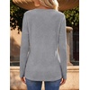 Zeagoo Women’s Long Sleeve Waffle Knit Shirts Dressy Casual Loose Button Up V Neck Tops 2026 Fall Basic Tee Blouse(Light Grey)