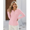 Zeagoo Women’s Long Sleeve Waffle Knit Shirts Dressy Casual Loose Button Up V Neck Tops 2026 Fall Basic Tee Blouse(Light Pink)