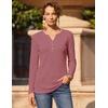 Zeagoo Women’s Long Sleeve Waffle Knit Shirts Dressy Casual Loose Button Up V Neck Tops 2026 Fall Basic Tee Blouse(Mauve)