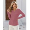 Zeagoo Women’s Long Sleeve Waffle Knit Shirts Dressy Casual Loose Button Up V Neck Tops 2026 Fall Basic Tee Blouse(Mauve)