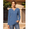 Zeagoo Women’s Long Sleeve Waffle Knit Shirts Dressy Casual Loose Button Up V Neck Tops 2026 Fall Basic Tee Blouse(Navy Blue)