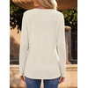 Zeagoo Women’s Long Sleeve Waffle Knit Shirts Dressy Casual Loose Button Up V Neck Tops 2026 Fall Basic Tee Blouse(Parchment)