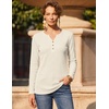 Zeagoo Women’s Long Sleeve Waffle Knit Shirts Dressy Casual Loose Button Up V Neck Tops 2026 Fall Basic Tee Blouse(Parchment)